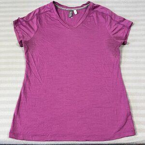 Ibex Shirt Womens Small Purple Merino Wool V Neck Lightweight Made USA Outdoor